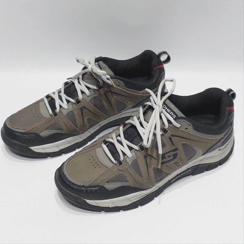 SKECHERS Relaxed Fit Crossbar Trail Shoes Beige Gray Men Size 11.5